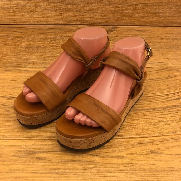 Sundance Shoes - Sundance brown cognac  wedge cork sandals, 7.5